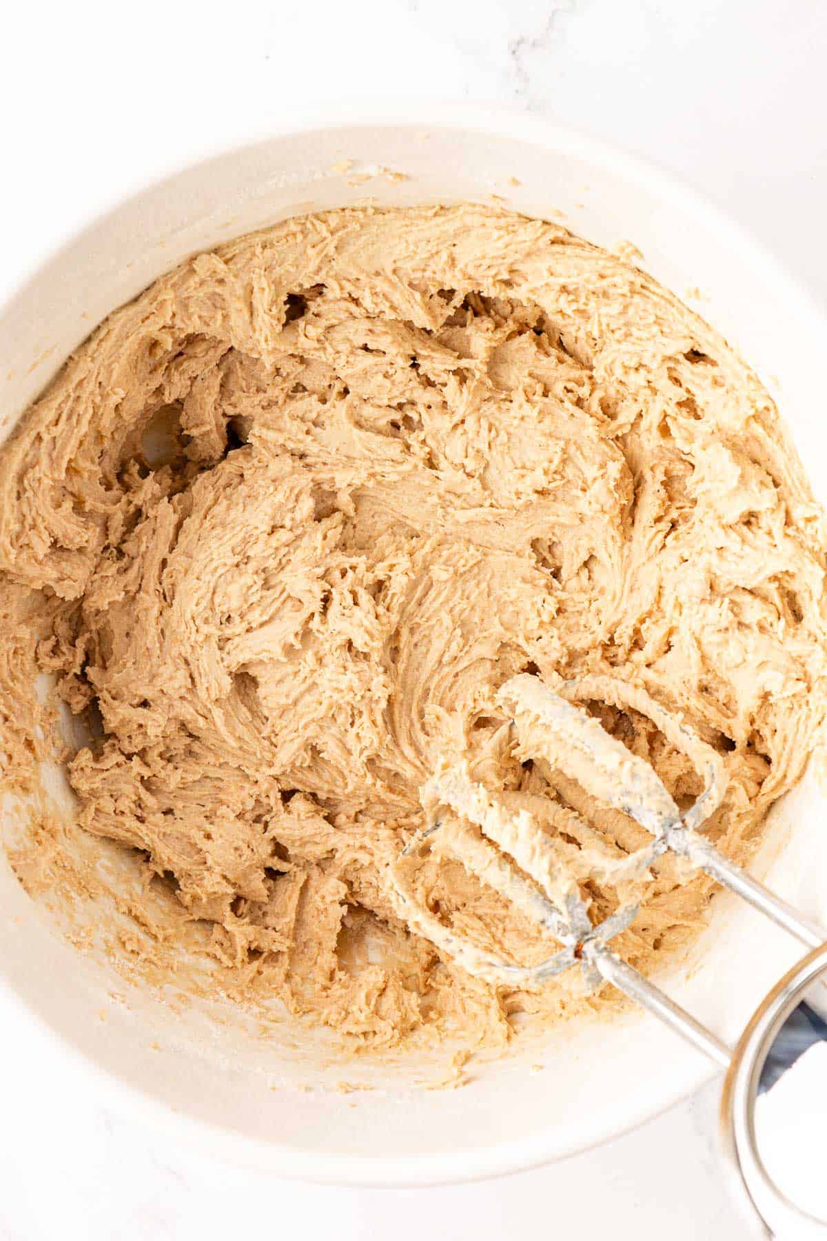 vegan chocolate chip cookie batter mixed together